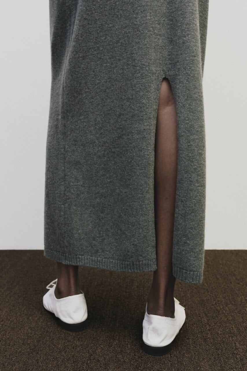 Mijeong Park - Cashmere Blend Knit Midi Skirt - Gray - Skirts - YUCCA, Women’s clothing store Denver, shop local.