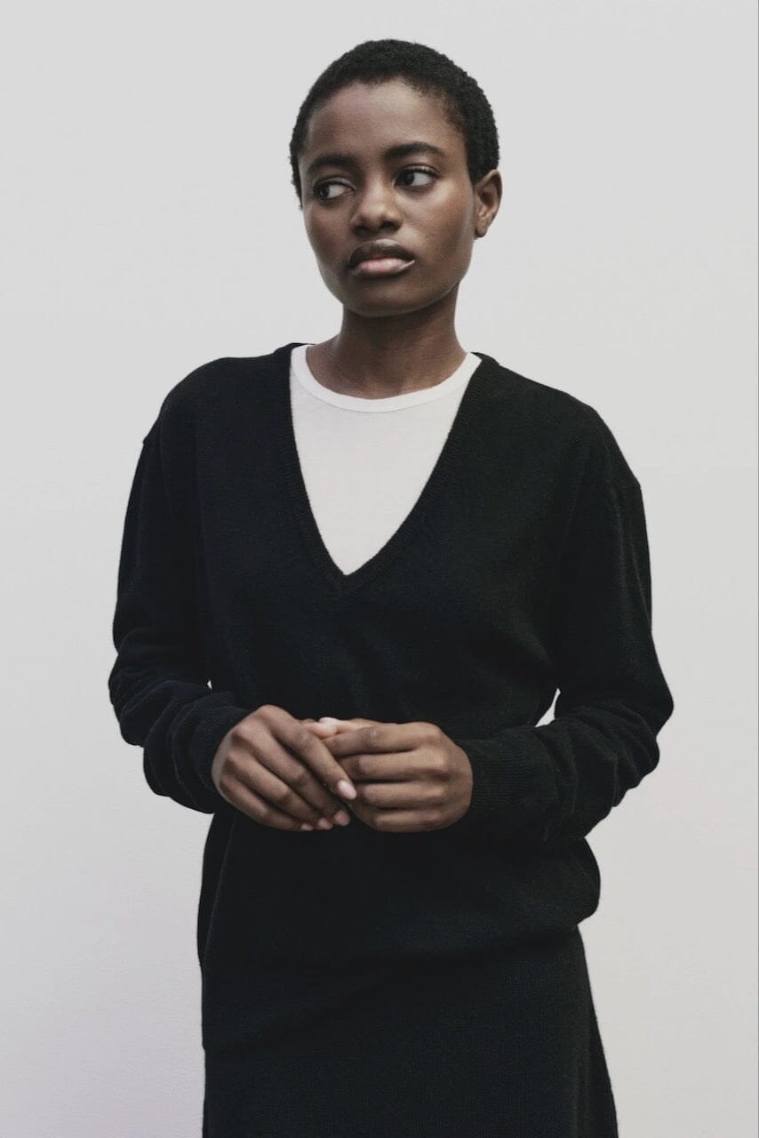 Mijeong Park - Cashmere Blend V-Neck Knit - Black - Sweater - YUCCA, Yucca store Denver, women’s clothing boutique near me.