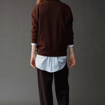 Mijeong Park Cashmere Blend V-Neck Knit Brown back view showing relaxed silhouette and long sleeves