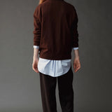 Mijeong Park Cashmere Blend V-Neck Knit Brown back view showing relaxed silhouette and long sleeves