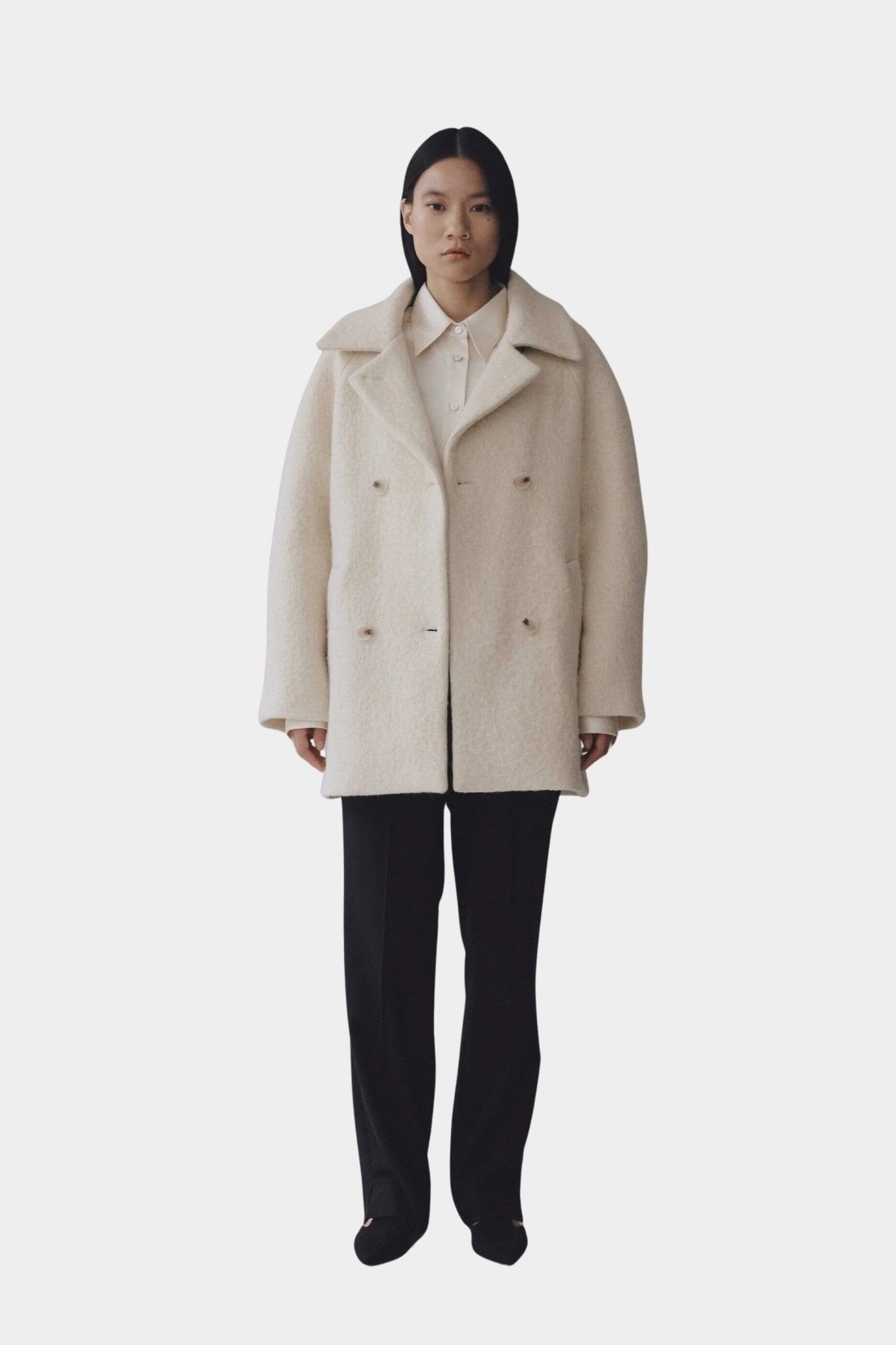 MIJEONG PARK - Wool & Alpaca Blend Boucle Coat - Cream - SHOP YUCCA Jackets & Coats - MIJEONG PARK - YUCCA, Women’s clothing store Denver, women’s clothing website, women’s high quality jackets, women’s high quality coats, women’s high quality outerwear.