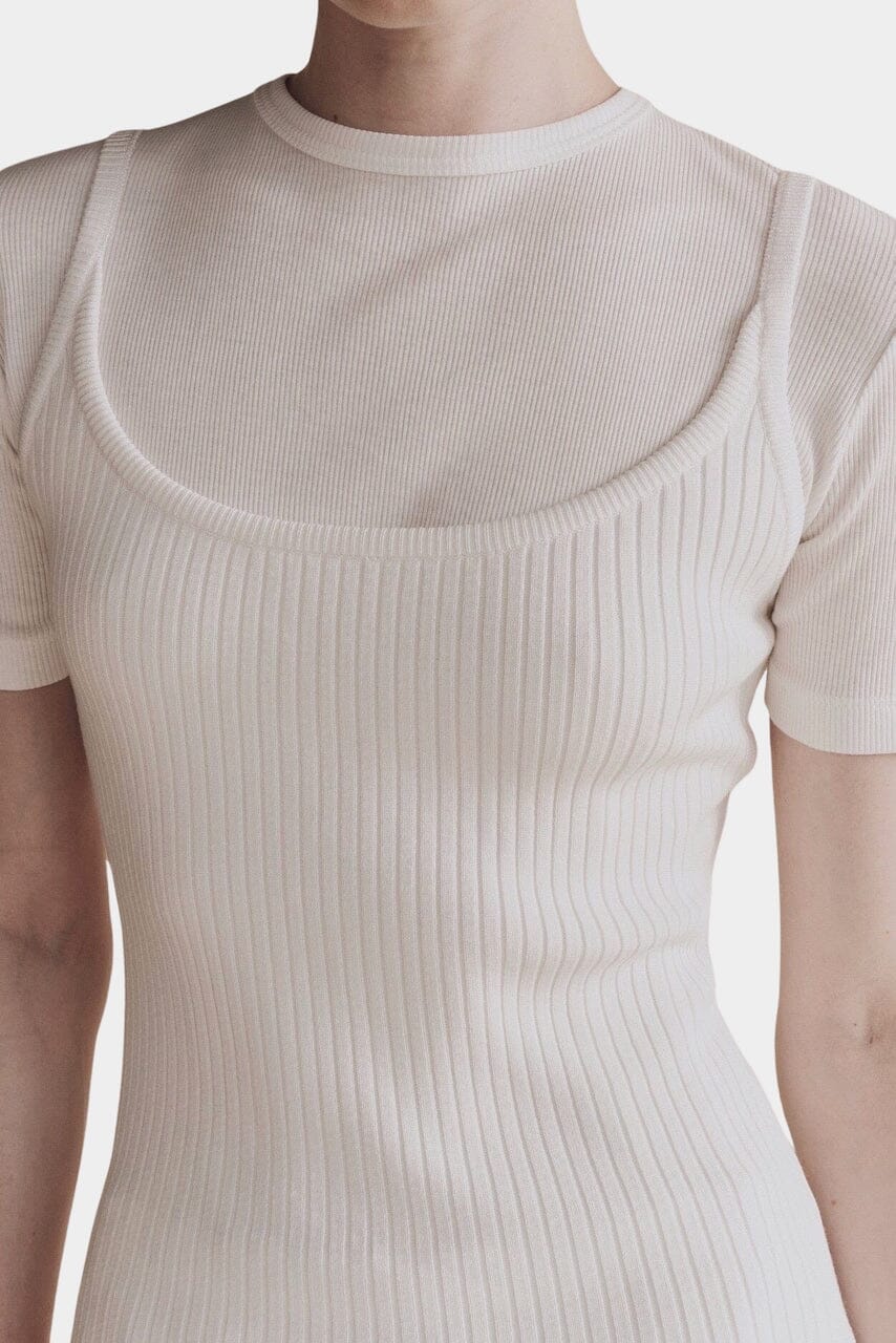 Mijeong Park - Cotton Tencel Ribbed T-Shirt - White - Shirts & Tops - YUCCA, Yucca store Denver, women’s high quality tops.