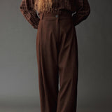 Cropped Barrel Leg Pants, Brown