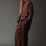 Cropped Barrel Leg Pants, Brown