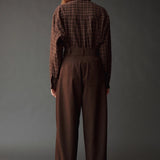 Cropped Barrel Leg Pants, Brown