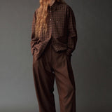 Cropped Barrel Leg Pants, Brown