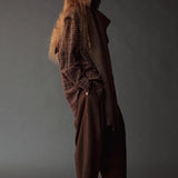 Cropped Barrel Leg Pants, Brown