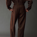 Cropped Barrel Leg Pants, Brown
