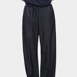 Mijeong Park denim drawstring pants wide leg relaxed fit elastic drawstring waist womens designer trousers full length