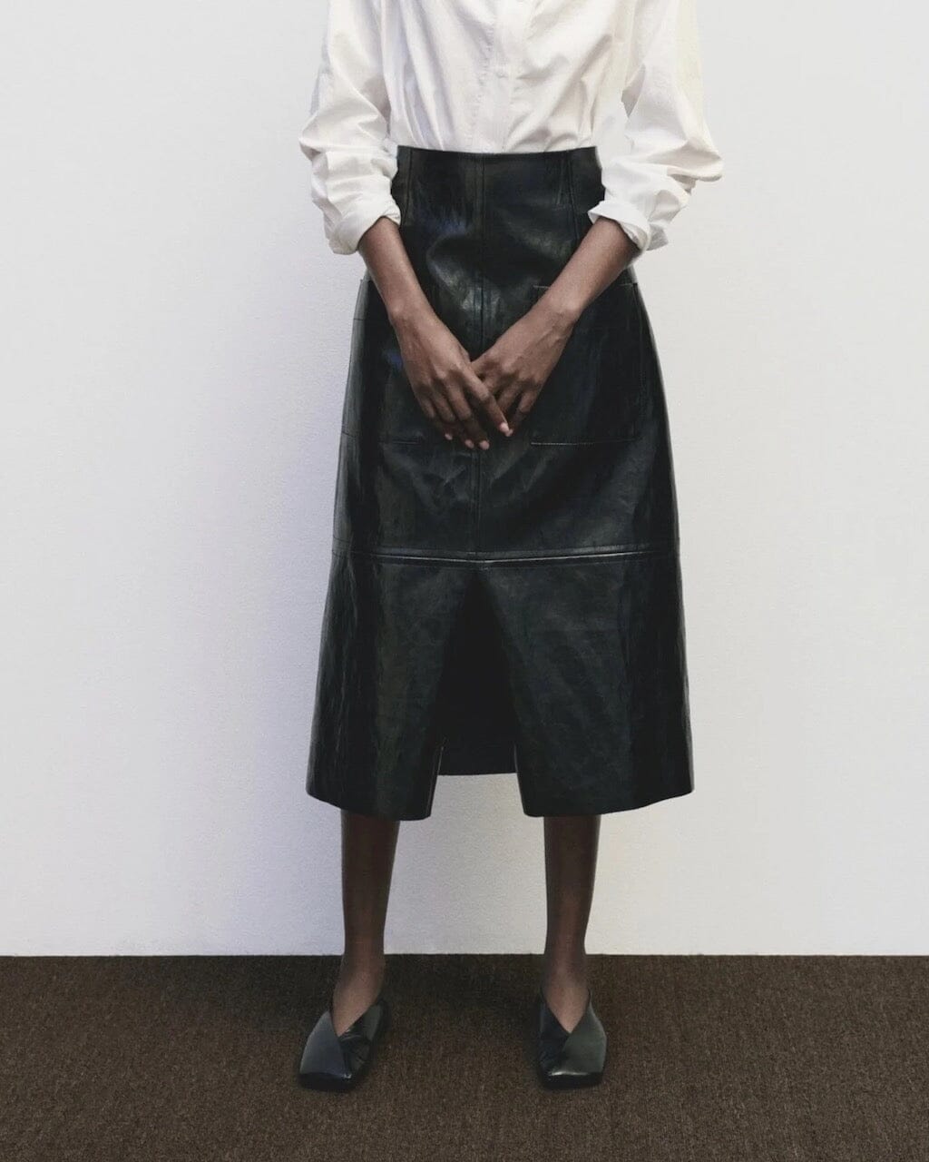 Mijeong Park - Faux Leather Skirt - Black - Skirts - YUCCA, women’s elevated skirts, clothing boutiques near me.