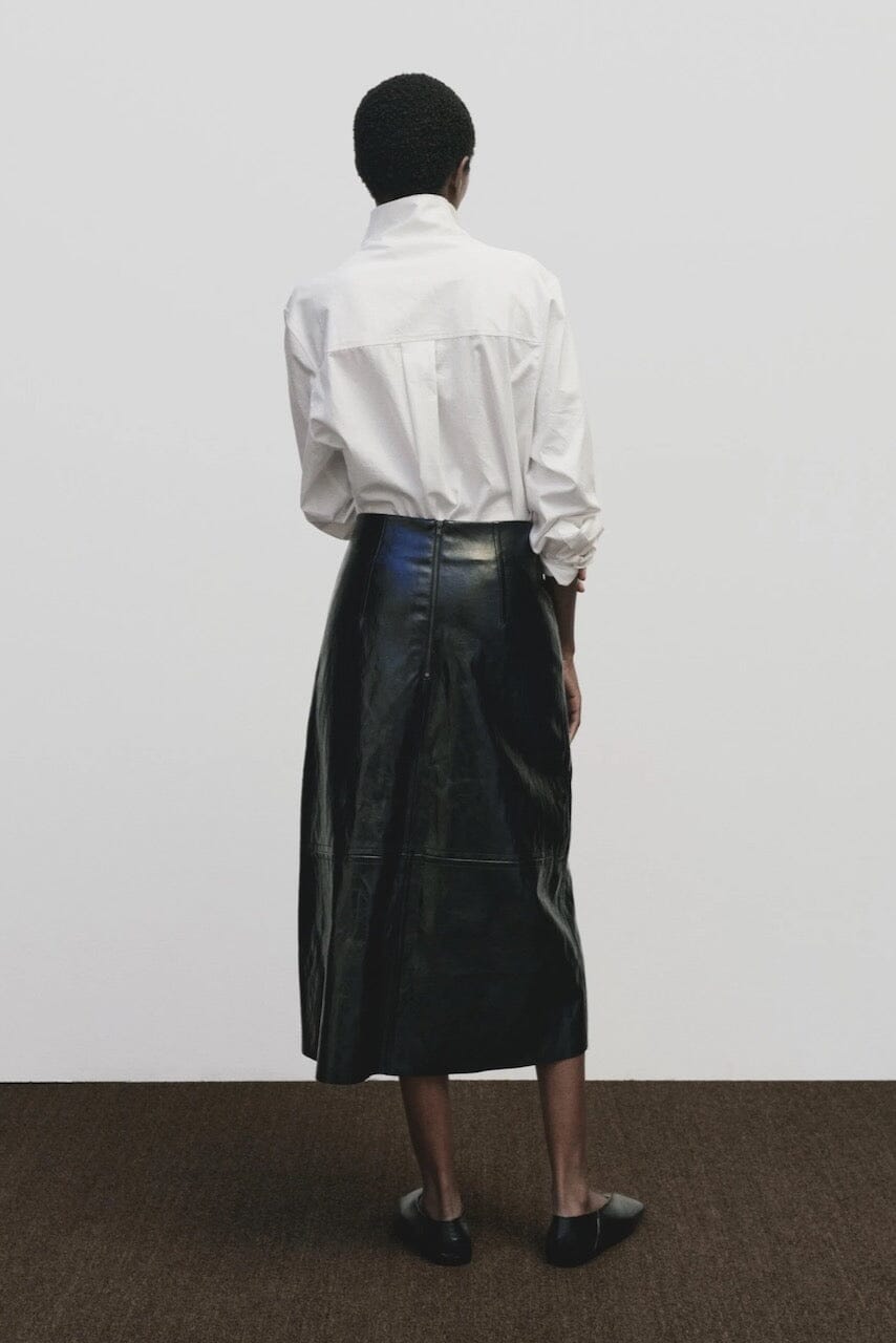Mijeong Park - Faux Leather Skirt - Black - Skirts - YUCCA, women’s elevated skirts, clothing boutiques near me.