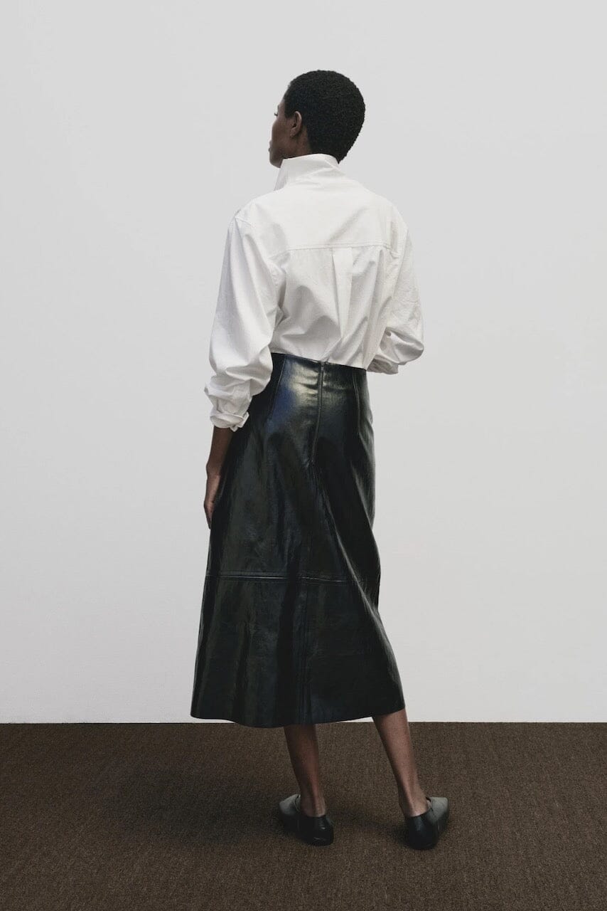 Mijeong Park - Faux Leather Skirt - Black - Skirts - YUCCA, women’s elevated skirts, clothing boutiques near me.