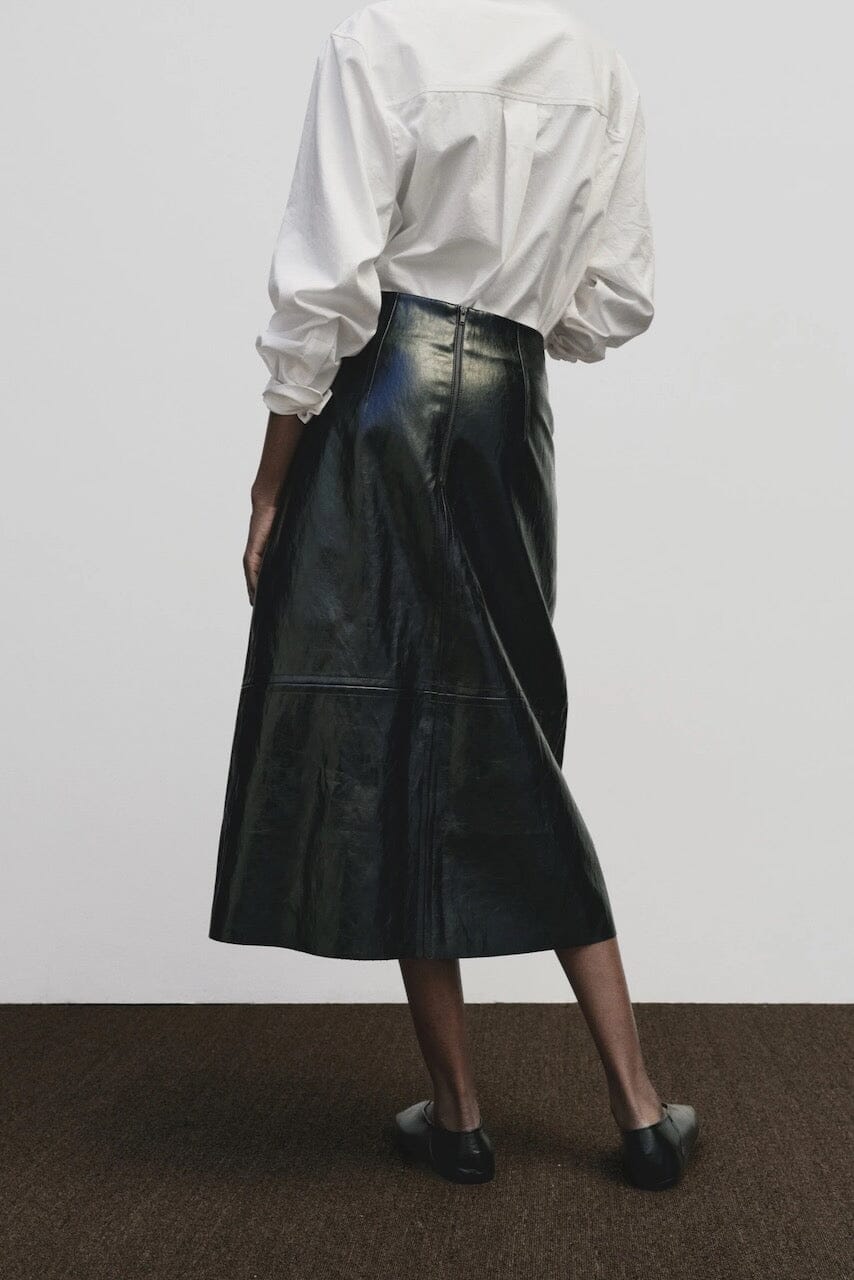 Mijeong Park - Faux Leather Skirt - Black - Skirts - YUCCA, women’s elevated skirts, clothing boutiques near me.