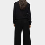 Mijeong Park black linen blend cropped pants back view wide leg cropped silhouette womens minimalist designer trousers