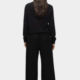 Mijeong Park black linen blend cropped pants back view wide leg cropped silhouette womens minimalist designer trousers