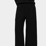 Mijeong Park black linen blend cropped pants wide leg elastic waist drawstring detail womens minimalist designer trousers