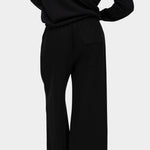 Mijeong Park black linen blend cropped pants wide leg elastic drawstring waist back view womens minimalist designer trousers