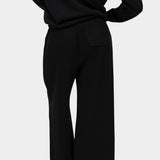 Mijeong Park black linen blend cropped pants wide leg elastic drawstring waist back view womens minimalist designer trousers