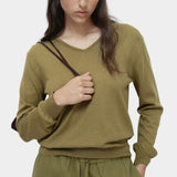 Mijeong Park green linen blend cropped pants front view wide leg drawstring waist minimalist womens designer trousers