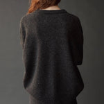 Mijeong Park Oversized Crewneck Sweater Charcoal back view showing relaxed silhouette and ribbed hem