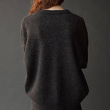 Mijeong Park Oversized Crewneck Sweater Charcoal back view showing relaxed silhouette and ribbed hem