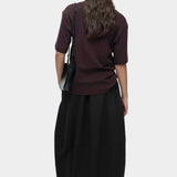 Mijeong Park oversized cotton t-shirt dark brown relaxed crewneck tee back view minimalist short sleeve cotton top