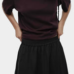 Mijeong Park oversized cotton t-shirt dark brown relaxed crewneck tee cropped detail soft cotton jersey knit