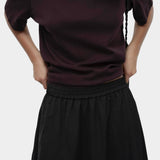Mijeong Park oversized cotton t-shirt dark brown relaxed crewneck tee cropped detail soft cotton jersey knit