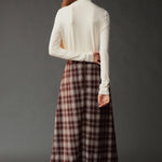 Back view of the Mijeong Park Plaid Midi Skirt showing the center back zipper and A line shape