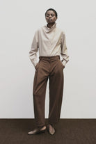 Mijeong Park | Pleated Barrel Leg Pants In Brown - SHOP YUCCA Pants MIJEONG PARK - YUCCA 