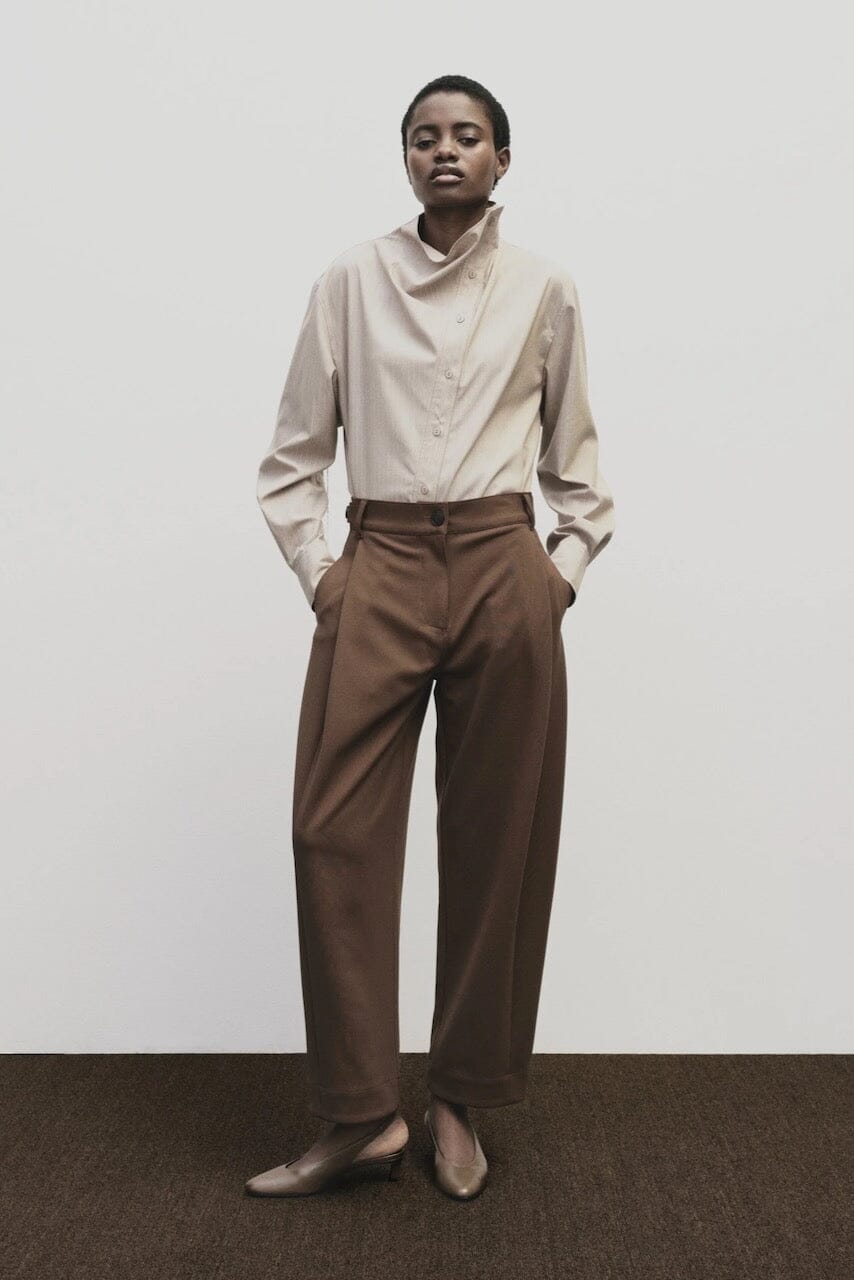 Mijeong Park | Pleated Barrel Leg Pants In Brown - SHOP YUCCA Pants MIJEONG PARK - YUCCA 