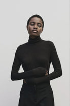 Mijeong Park | Roll Neck Jersey Top In Black - SHOP YUCCA Shirts & Tops MIJEONG PARK - YUCCA 