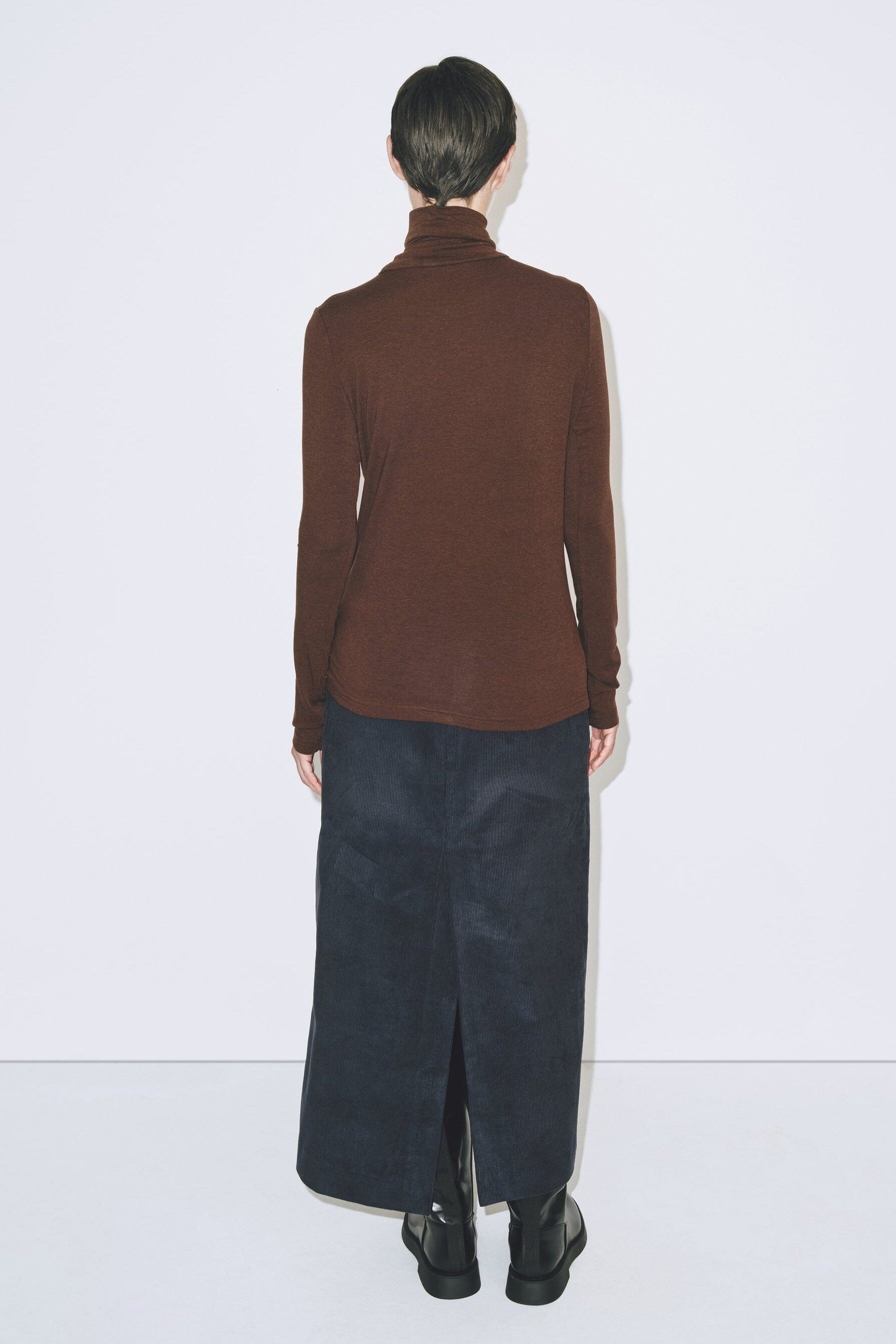 Mijeong Park | Roll Neck Jersey Top In Brown - SHOP YUCCA Shirts & Tops MIJEONG PARK - YUCCA 