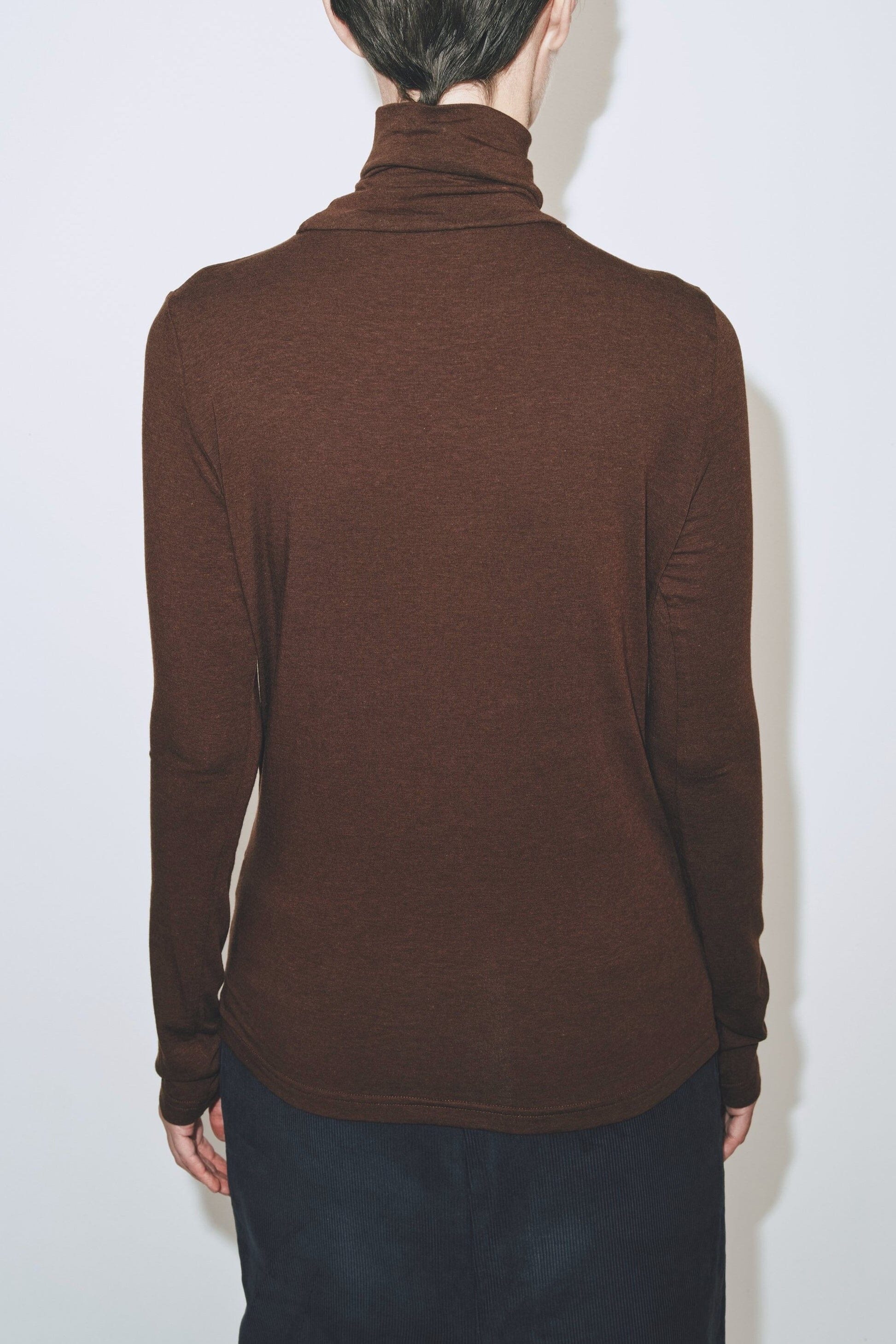 Mijeong Park | Roll Neck Jersey Top In Brown - SHOP YUCCA Shirts & Tops MIJEONG PARK - YUCCA 