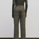 Light olive slim fit roll neck jersey top in stretch knit by Mijeong Park