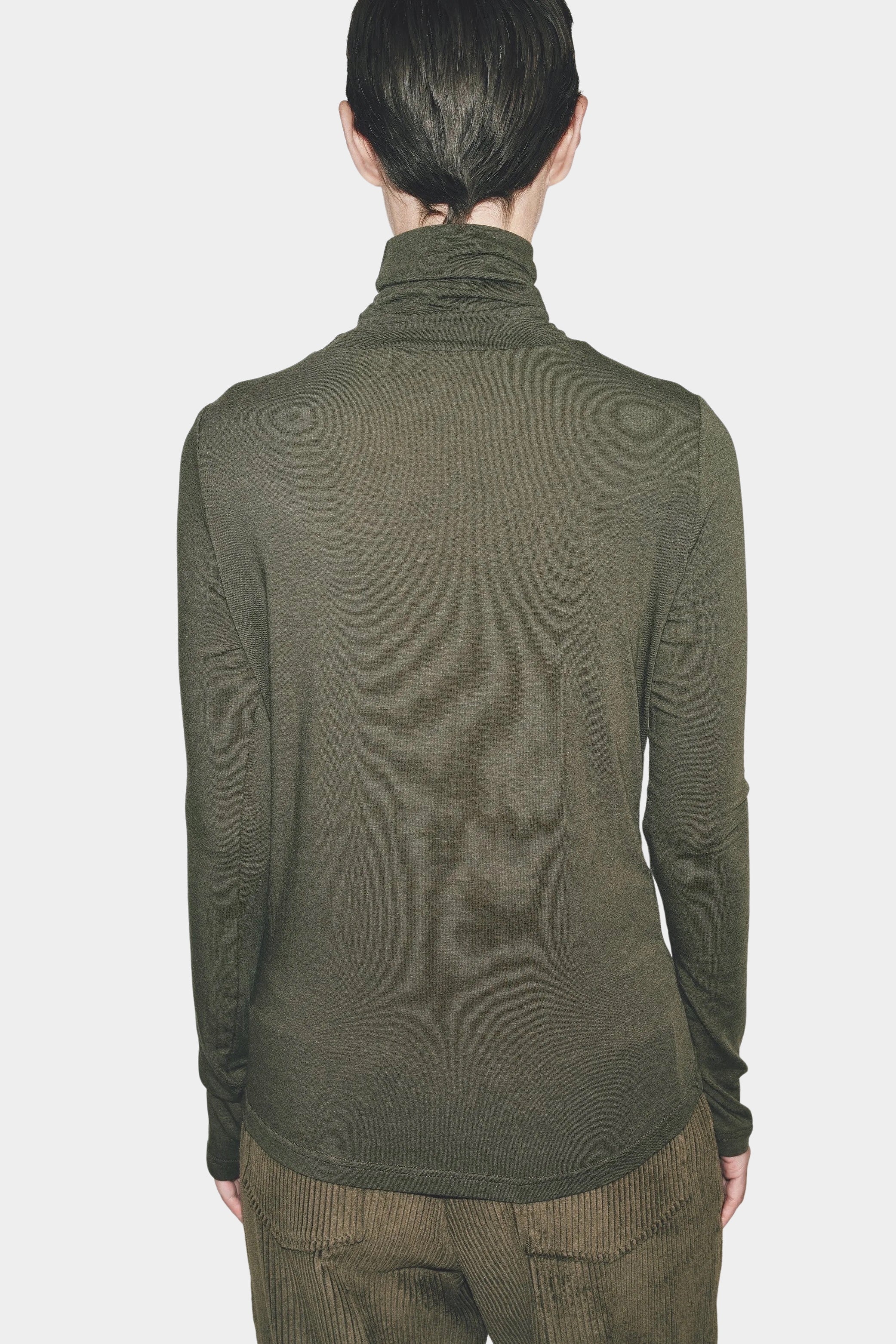 Mijeong Park - Roll Neck Jersey Top - Olive - Shirts & Tops - YUCCA, Yucca store Denver, women’s clothing boutique near me.