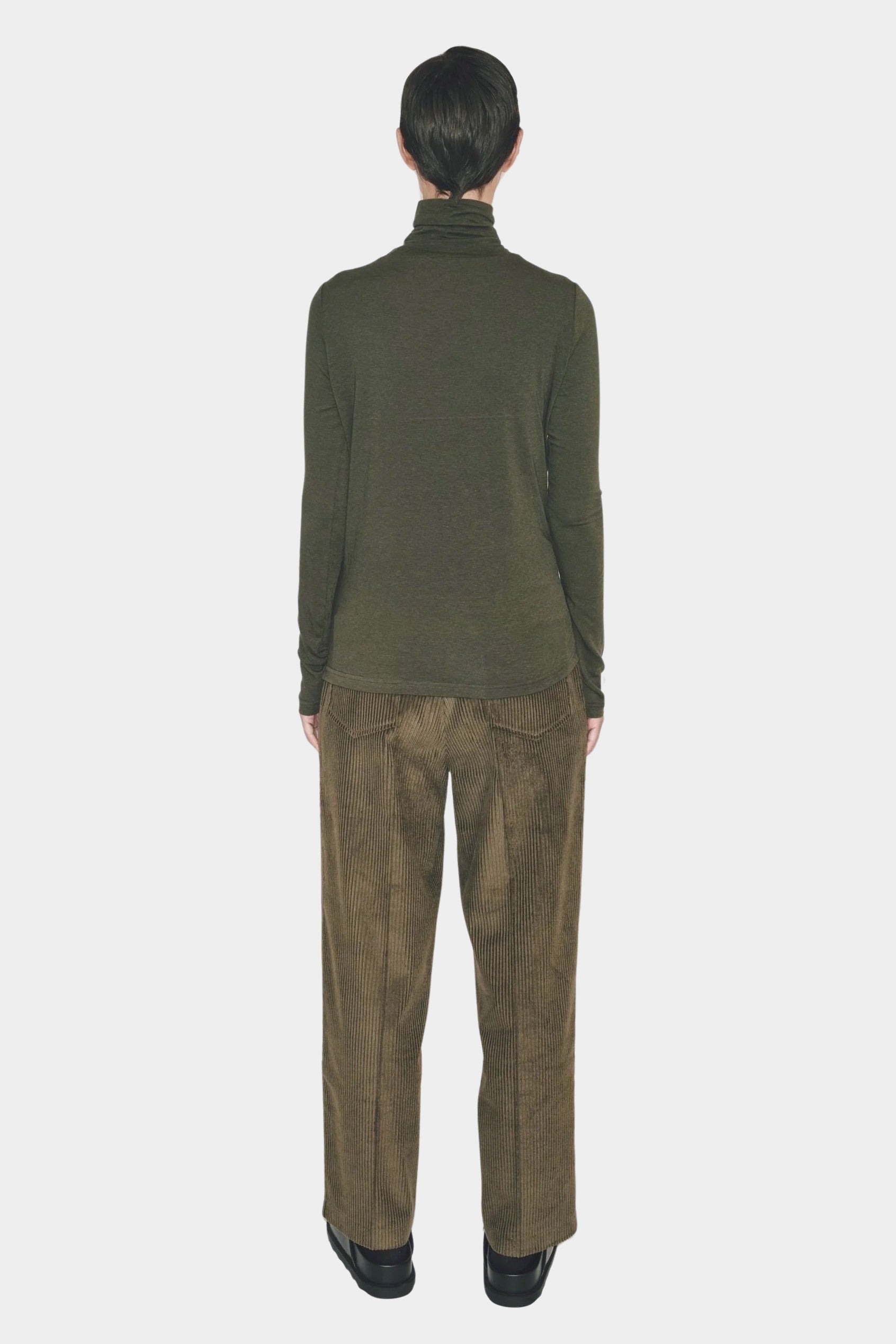 Mijeong Park - Roll Neck Jersey Top - Olive - Shirts & Tops - YUCCA, Yucca store Denver, women’s clothing boutique near me.