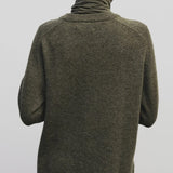 Light olive slim fit roll neck jersey top in stretch knit by Mijeong Park