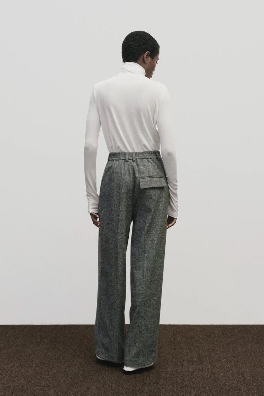 White slim fit roll neck jersey top in lightweight Tencel cotton by Mijeong Park