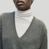 White slim fit roll neck jersey top in lightweight Tencel cotton by Mijeong Park