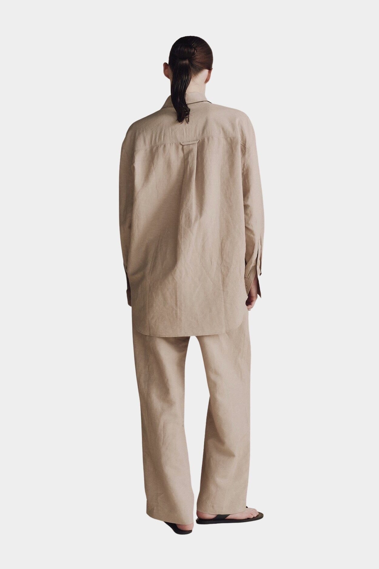 Mijeong Park - Silk Linen Oversized Shirt - Light Khaki - Shirts & Tops - YUCCA, Yucca store Denver, women’s quality tops.