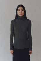 Mijeong Park | Thin Ribbed Roll Neck Top In Dark Grey -  SHOP YUCCA Shirts & Tops MIJEONG PARK - YUCCA 