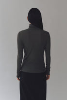 Mijeong Park | Thin Ribbed Roll Neck Top In Dark Grey -  SHOP YUCCA Shirts & Tops MIJEONG PARK - YUCCA 