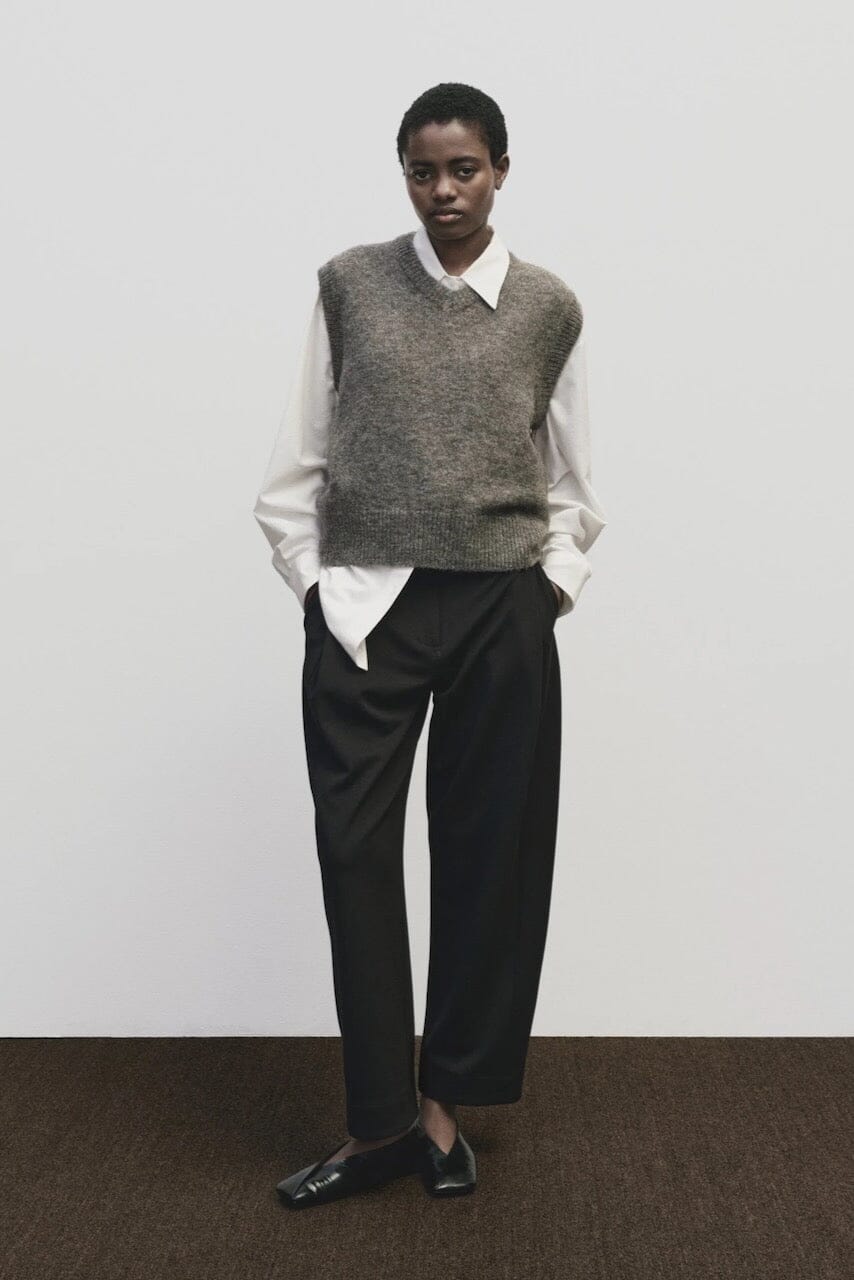 Mijeong Park - Wool Blend V-Neck Vest - Heather Brown - Shirts & Tops - YUCCA, boutique near me, women’s quality knitwear.