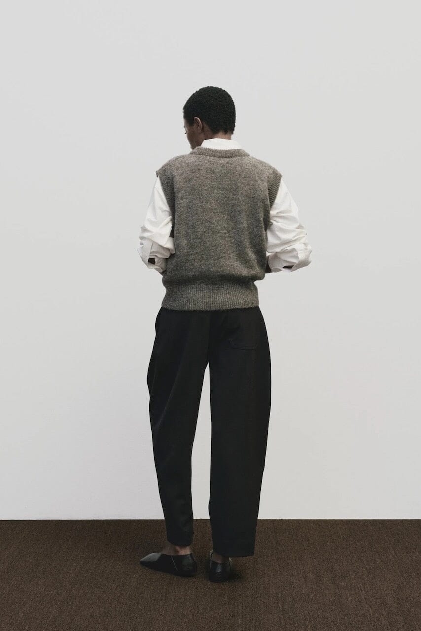 Mijeong Park - Wool Blend V-Neck Vest - Heather Brown - Shirts & Tops - YUCCA, boutique near me, women’s quality knitwear.