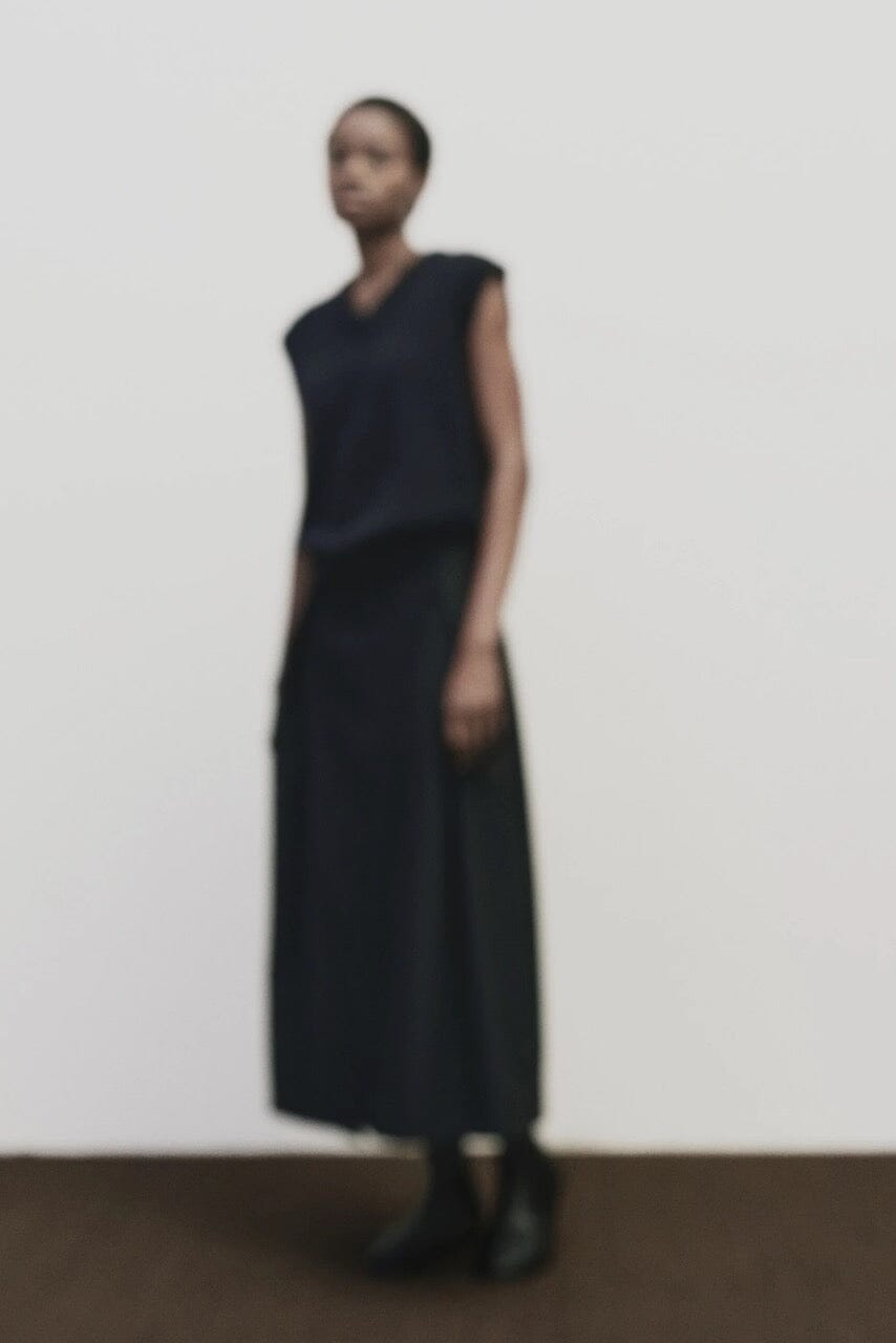 Mijeong Park - Wool Blend V-Neck Vest - Navy - Shirts & Tops - YUCCA, Yucca store Denver, women’s clothing boutique near me.