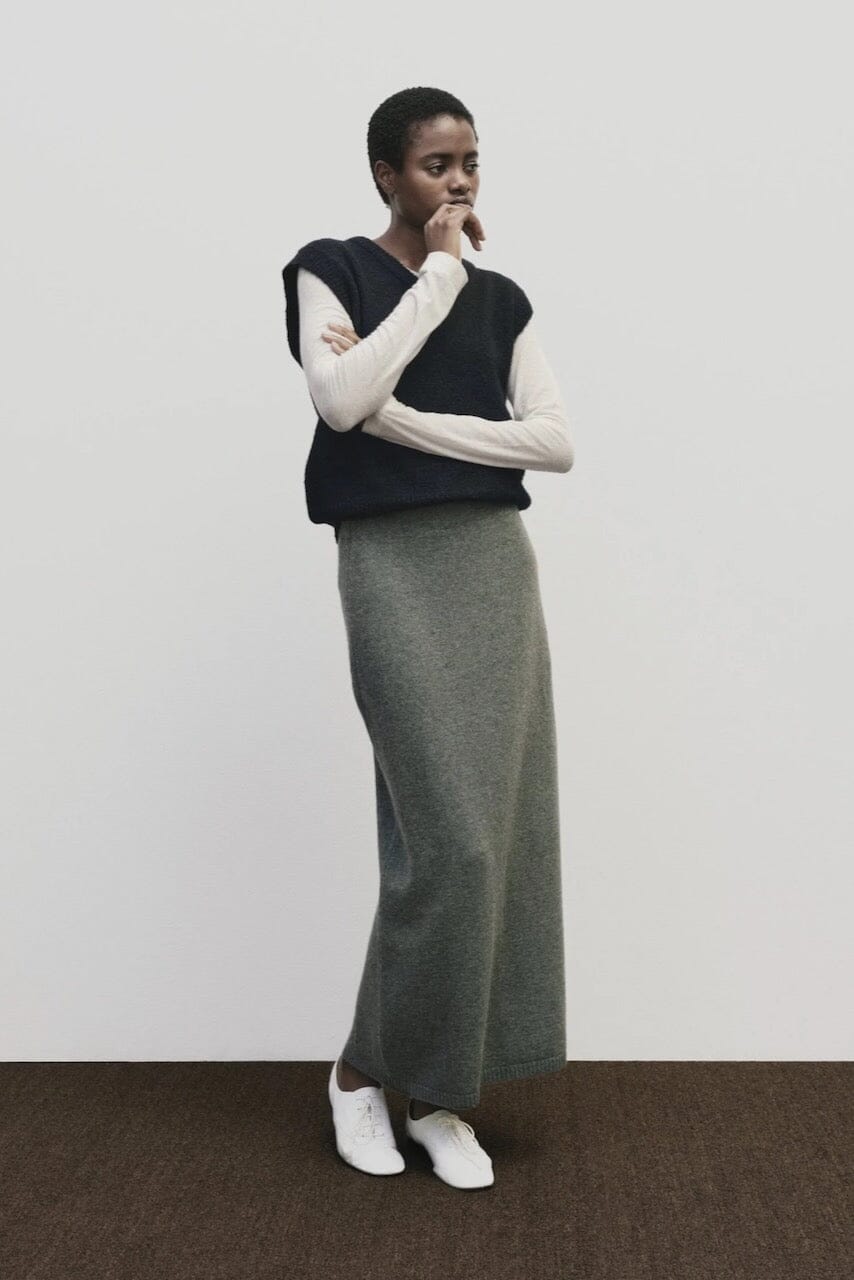 Mijeong Park - Wool Blend V-Neck Vest - Navy - Shirts & Tops - YUCCA, Yucca store Denver, women’s clothing boutique near me.