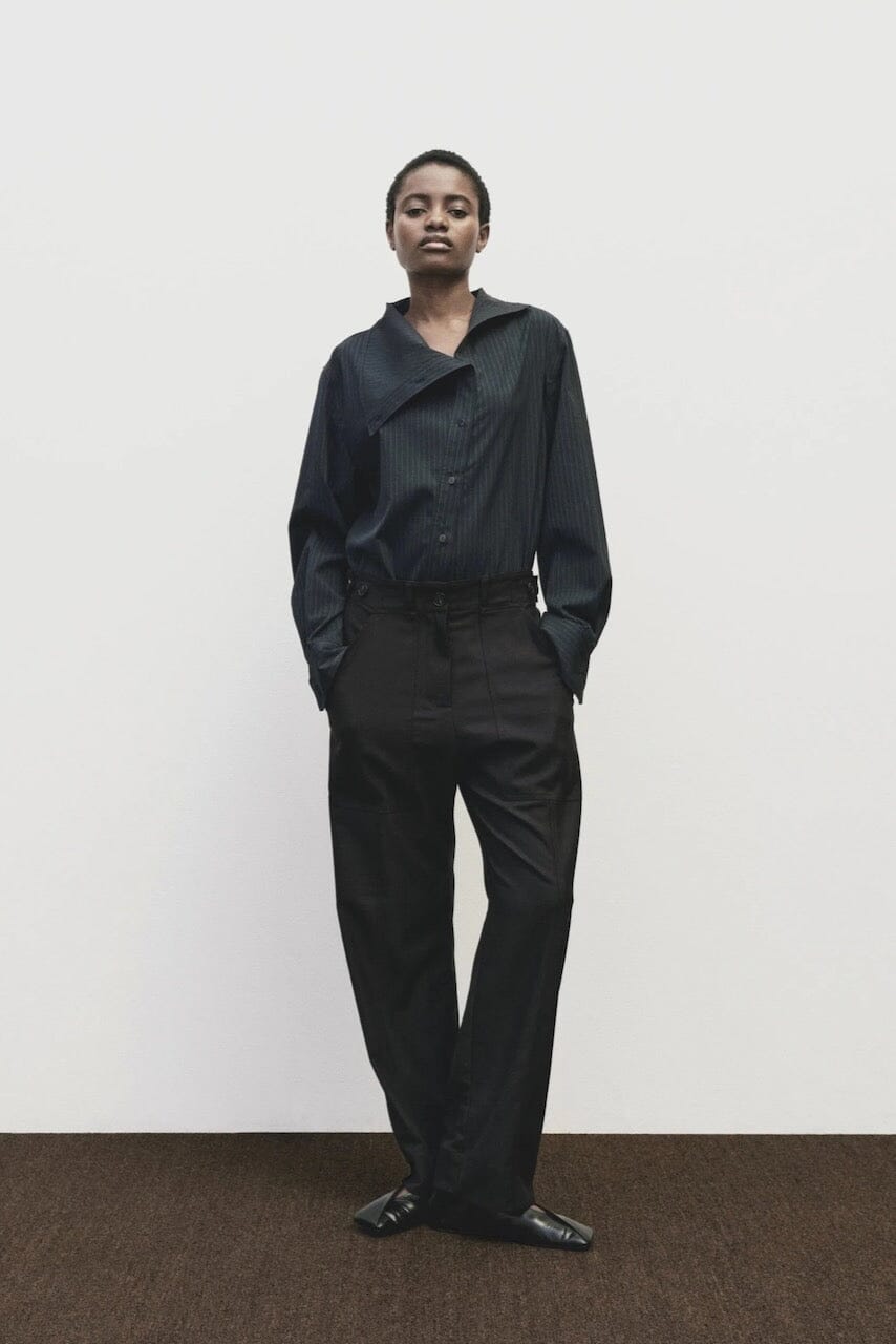 Mijeong Park - Wool Blend Workwear Pants - Navy - Pants - YUCCA, Women’s clothing store Denver, women’s elevated pants.