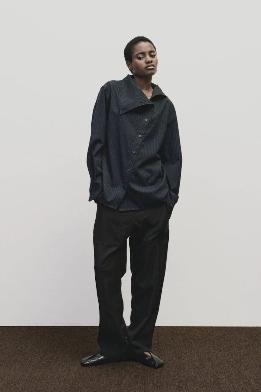 Mijeong Park - Wool Blend Workwear Pants - Navy - Pants - YUCCA, Women’s clothing store Denver, women’s elevated pants.