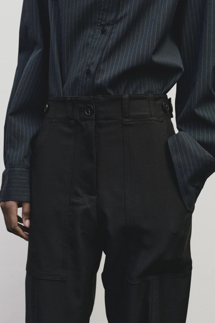 Mijeong Park - Wool Blend Workwear Pants - Navy - Pants - YUCCA, Women’s clothing store Denver, women’s elevated pants.